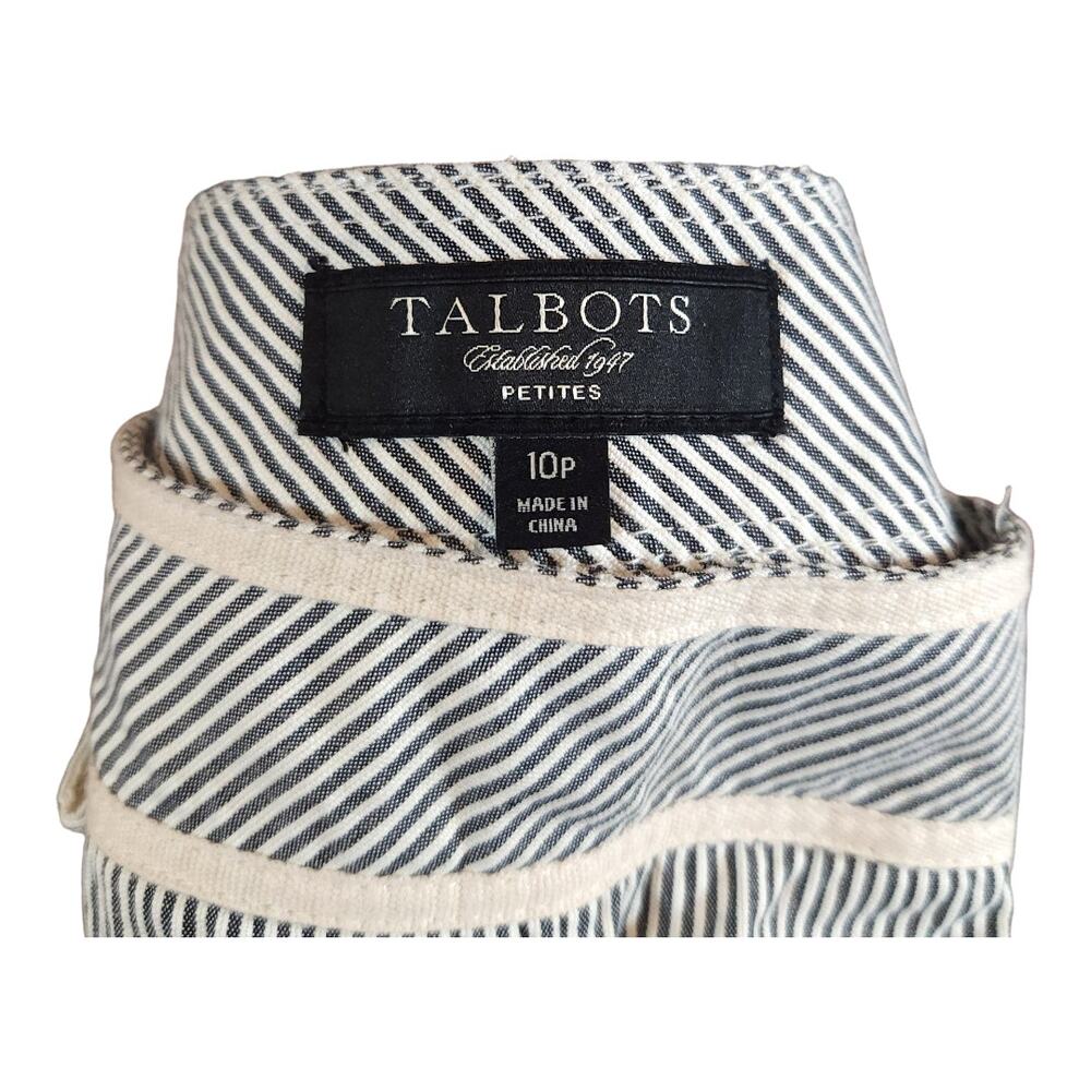 Talbots Flat Front Straight Leg Cropped Pant in Gray & White Stripe Women's 10P - Picture 6 of 6
